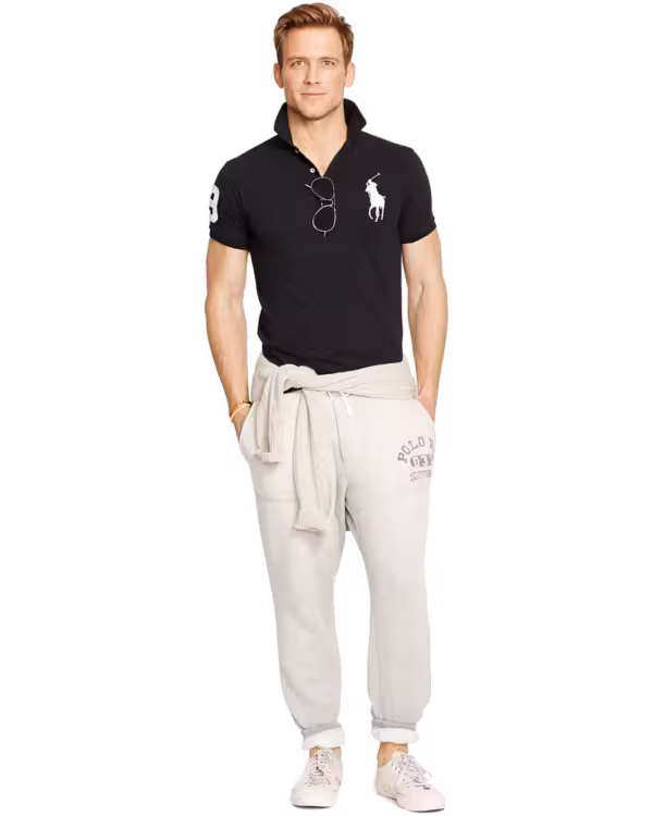 Heren Short Sleeve Custom Fit Mesh Big Pony Polo