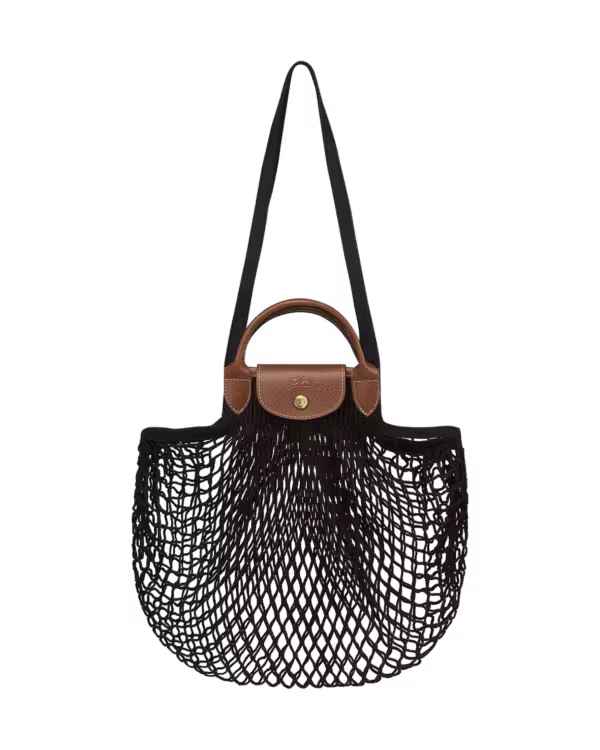 Longchamp Le Pliage Filet Net Shopper Bag in Black