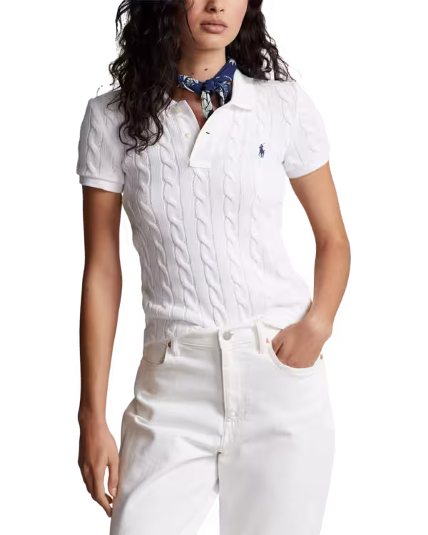 Kabelgebreide Polo Shirt