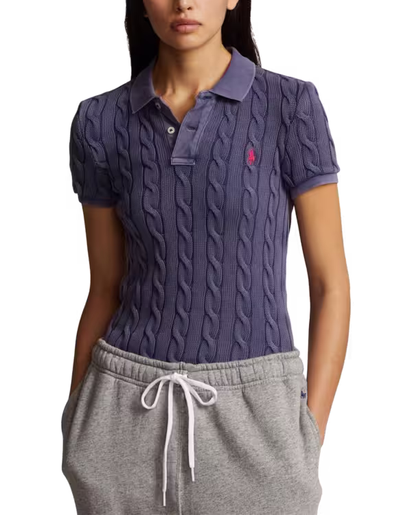Kabelgebreide Polo Shirt