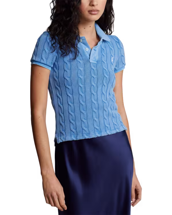 Kabelgebreide Polo Shirt