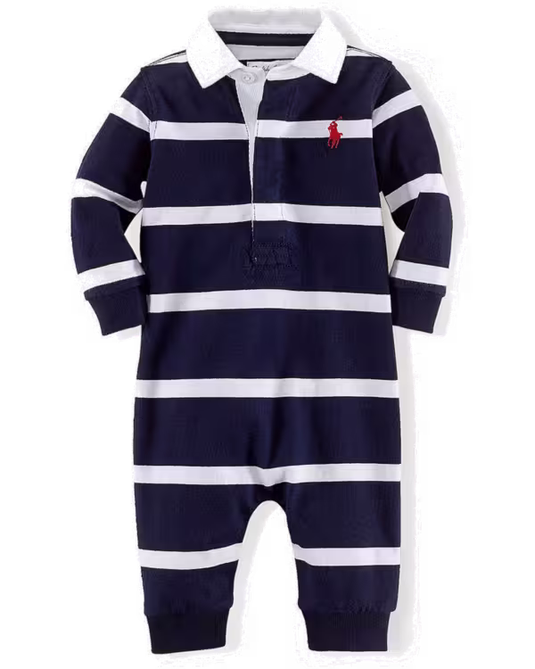 Kinder Gestreepte Katoenen Jersey Rugby Coverall (Nb-12 maanden)
