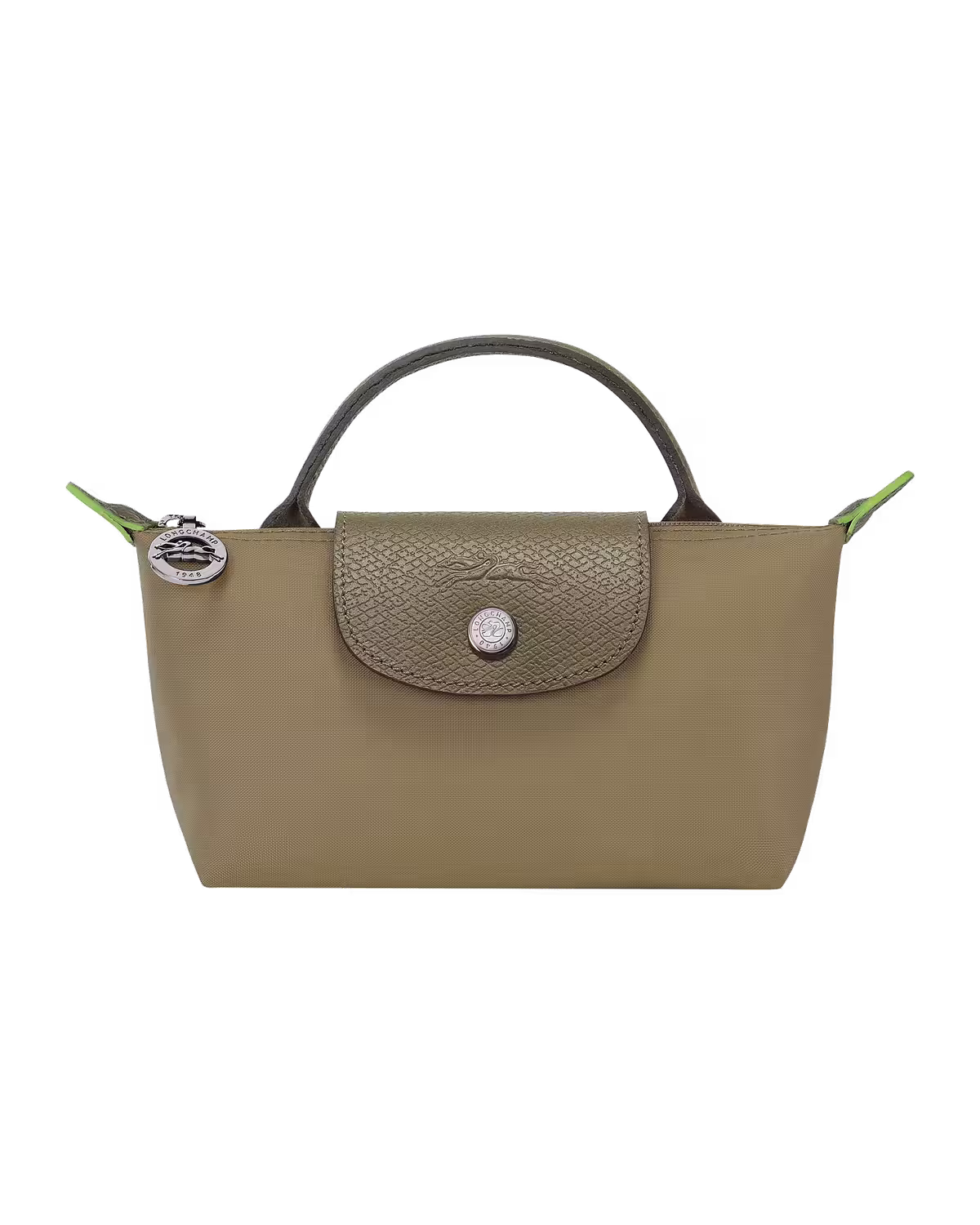 Longchamp Le Pliage Green Pouch with Handle in Artichoke