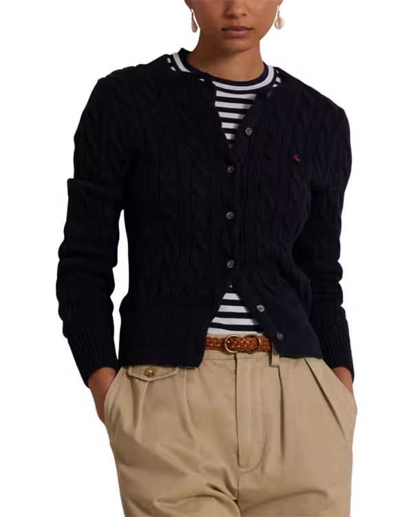 Kabelgebreide Katoenen Crewneck Bodywarmer