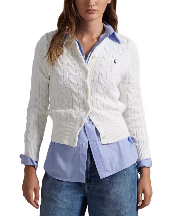 Kabelgebreide Katoenen Crewneck Bodywarmer