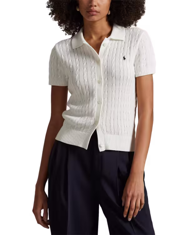 Cable Katoenen Korte mouw Polo Bodywarmer