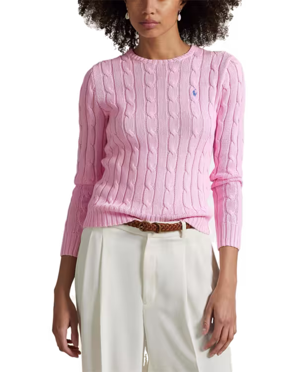 Kabelgebreide Katoenen Crewneck Trui