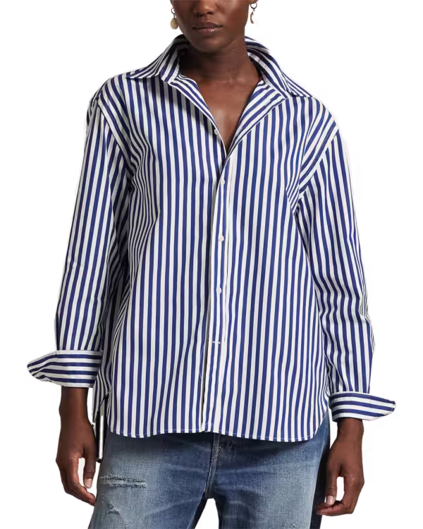 Oversize Fit Gestreepte Katoenen Overhemd