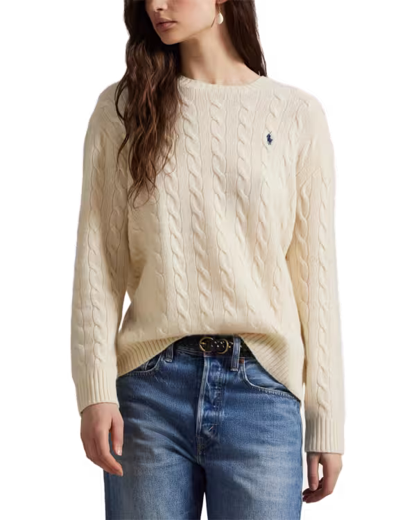 Cable Wol-Cashmere Crewneck Trui