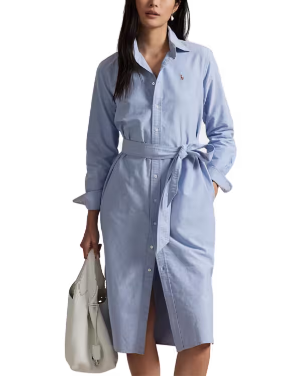 Belted Katoenen Oxford Blousejurk