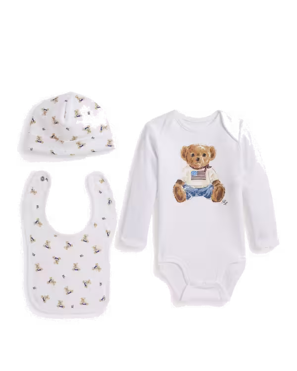 Polo Bear Katoenen 3-Piece Gift Set (Nb-9 maanden)