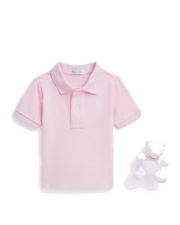 Katoenen Mesh Polo Shirt & Bear Gift Box (3-12 maanden)