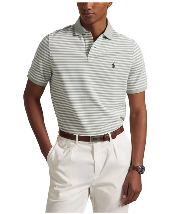 Custom Slim Fit Gestreepte Mesh Polo Shirt
