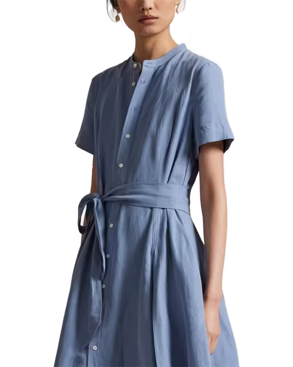Belted Silk-Blend A-Line Blousejurk