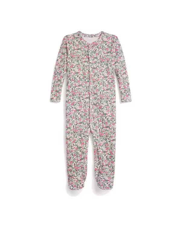 Floral Katoenen Interlock Footed Coverall (Premmie-9 maanden)