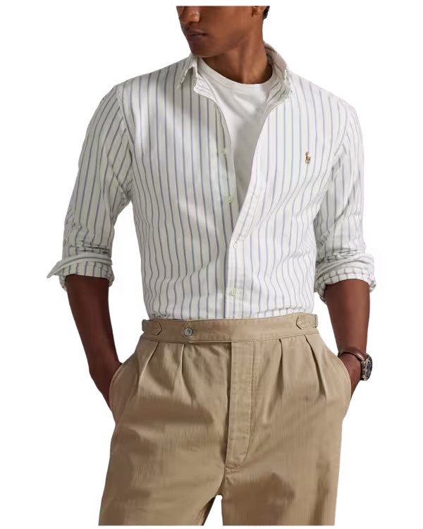 Slim Fit Gestreepte Oxford Overhemd