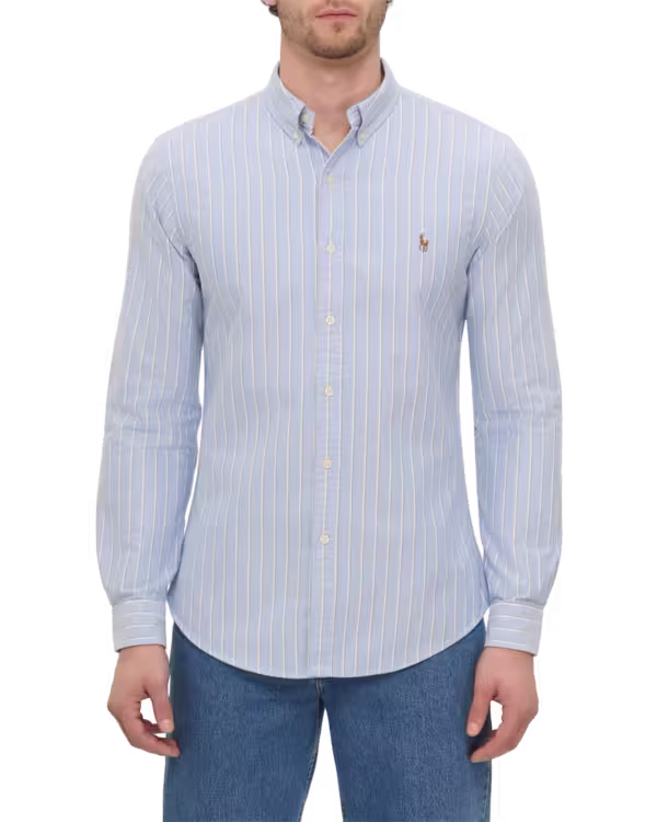 Slim Fit Gestreepte Oxford Overhemd