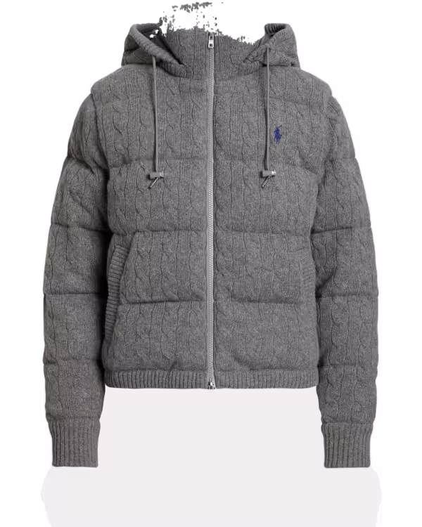 Kabelgebreide Wol-Cashmere Puffer Jack
