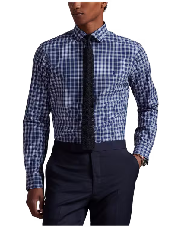 Custom Fit Plaid Stretch Poplin Overhemd