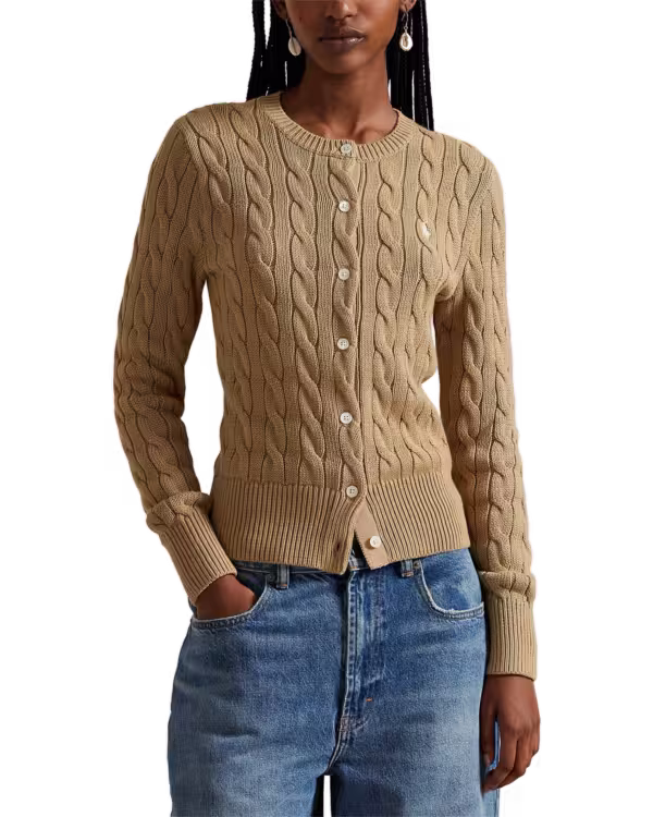 Kabelgebreide Katoenen Crewneck Bodywarmer