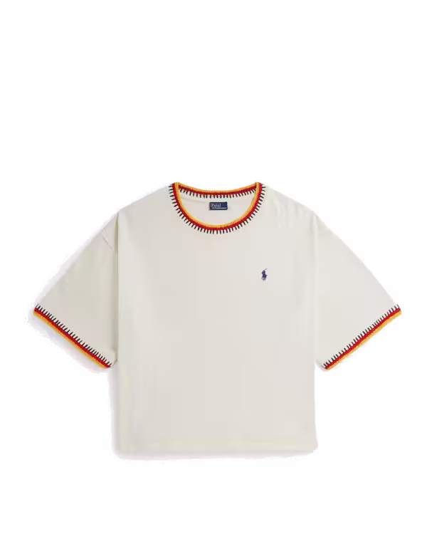 Crochet-Trim Katoenen Jersey Tee