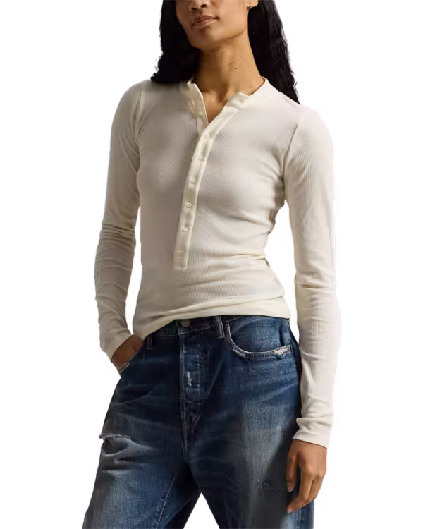 Ribbed Crepe Henley Overhemd