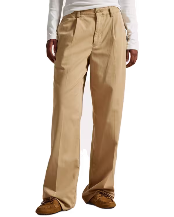Pleated Katoenen-Blend Relaxed Broek
