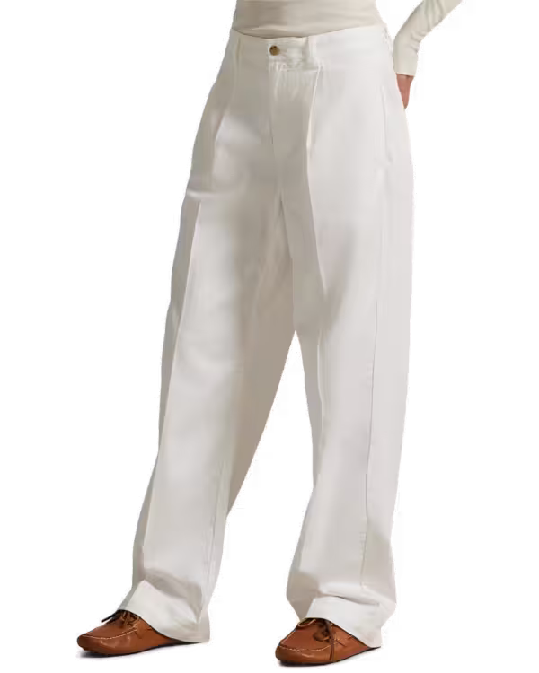 Pleated Katoenen-Blend Relaxed Broek