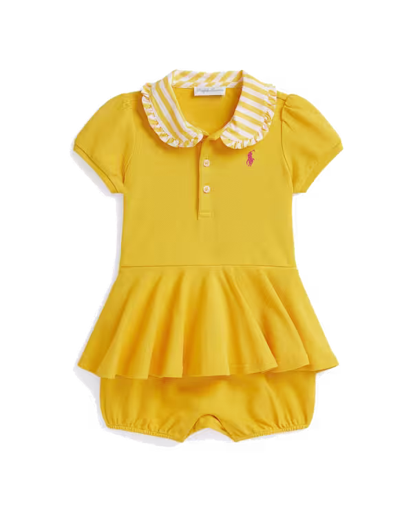 Contrast-Collar Mesh Bubble Shortall (3-24 maanden)