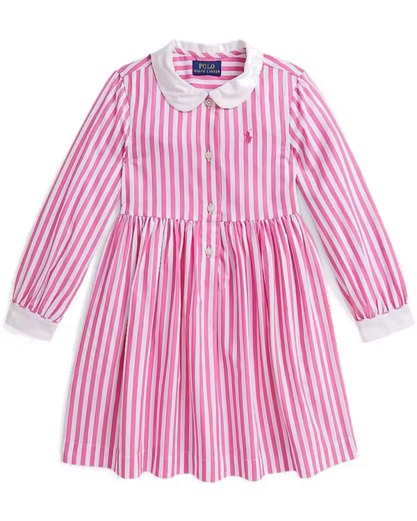 Gestreepte Katoenen Poplin Blousejurk (2-6 jaar)