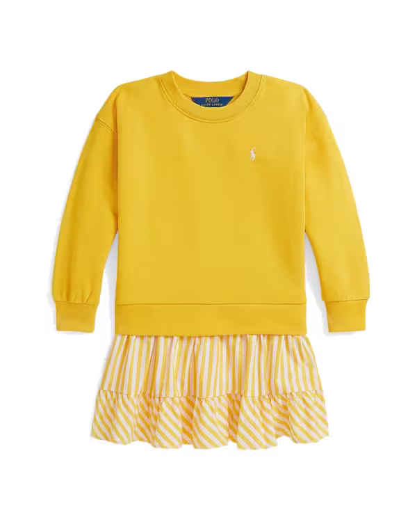 Gestreepte-Rok Loopback Fleece Jurk (2-6 jaar)