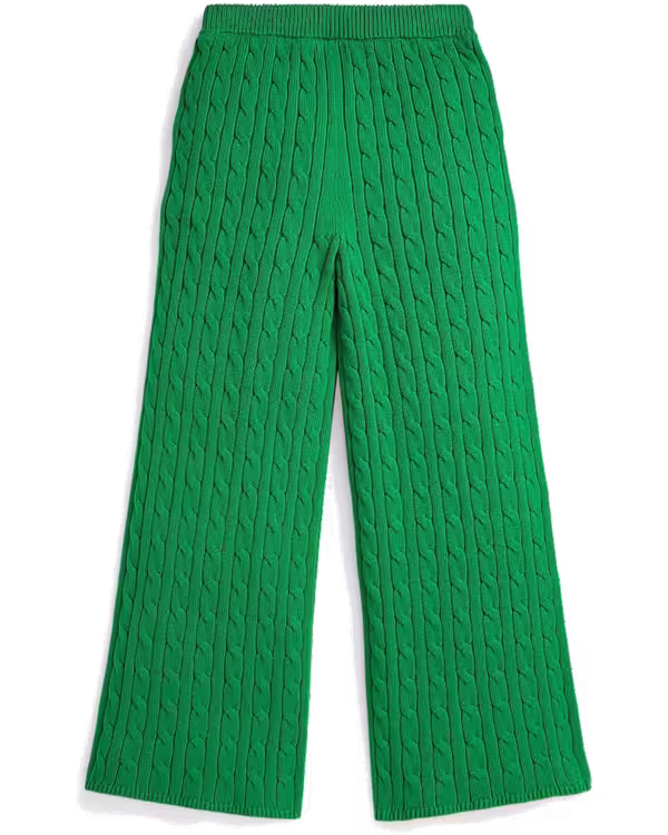 Kabelgebreide Katoenen Wide-Leg Trui Pant (7-16 jaar)