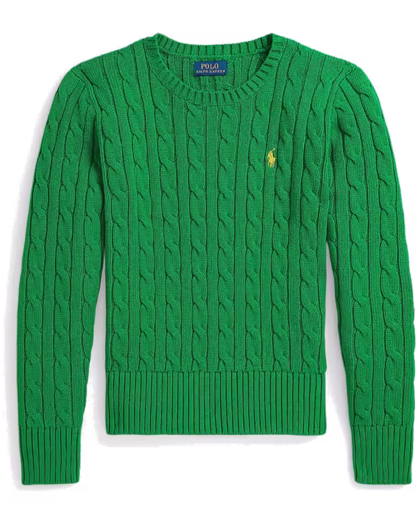 Elbow-Patch Kabelgebreide Katoenen Trui (7-16 jaar)