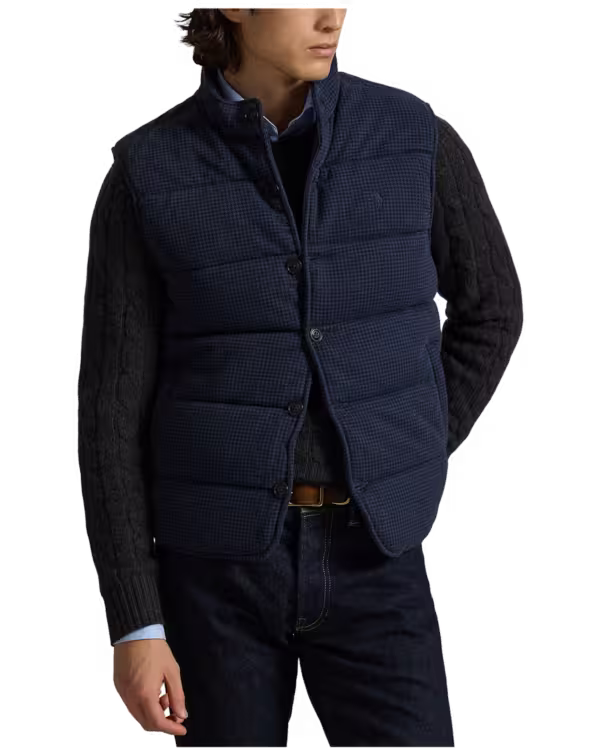 Houndstooth-Print Estate-Rib Bodywarmer