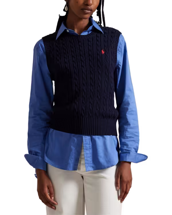 Kabelgebreide Katoenen Trui Vest