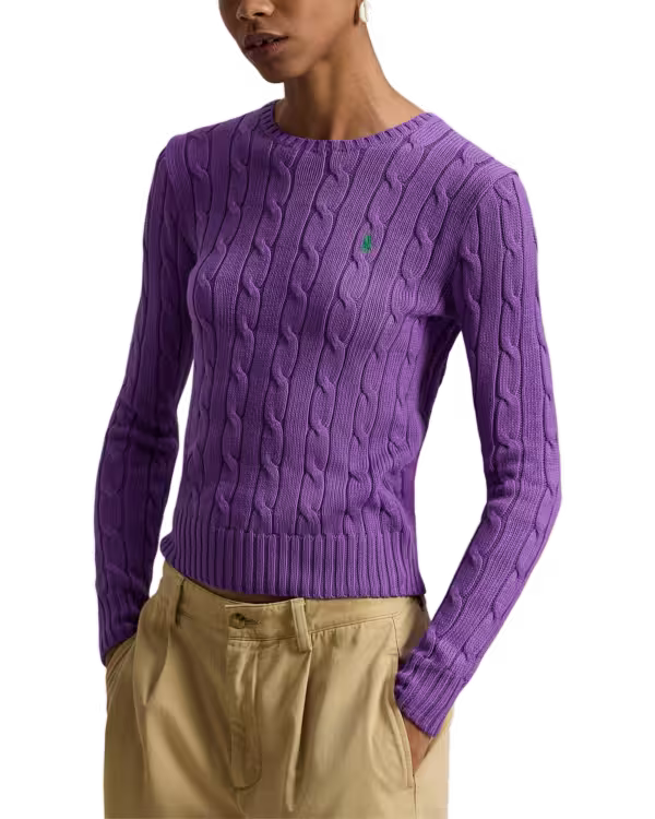 Kabelgebreide Katoenen Crewneck Trui
