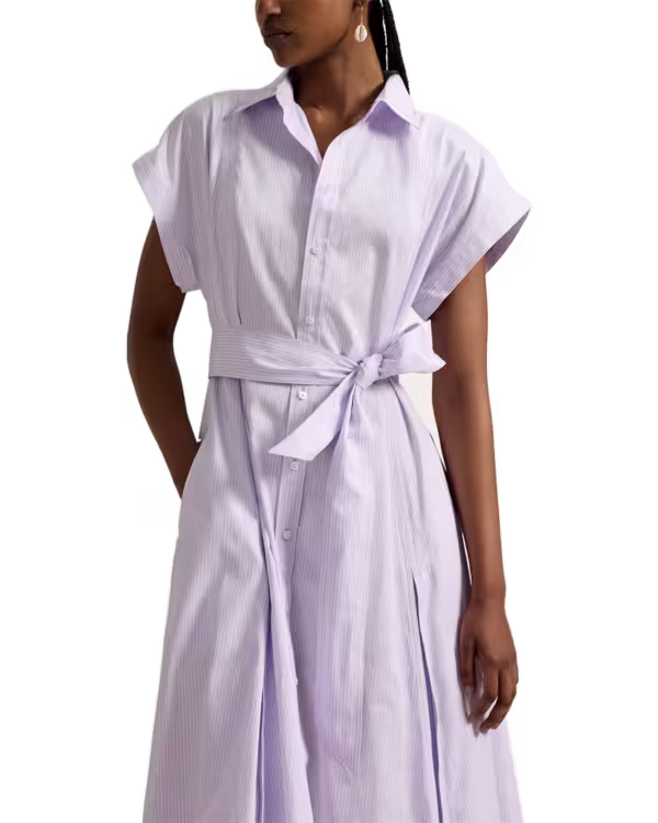 Gestreepte Belted Katoenen Blousejurk