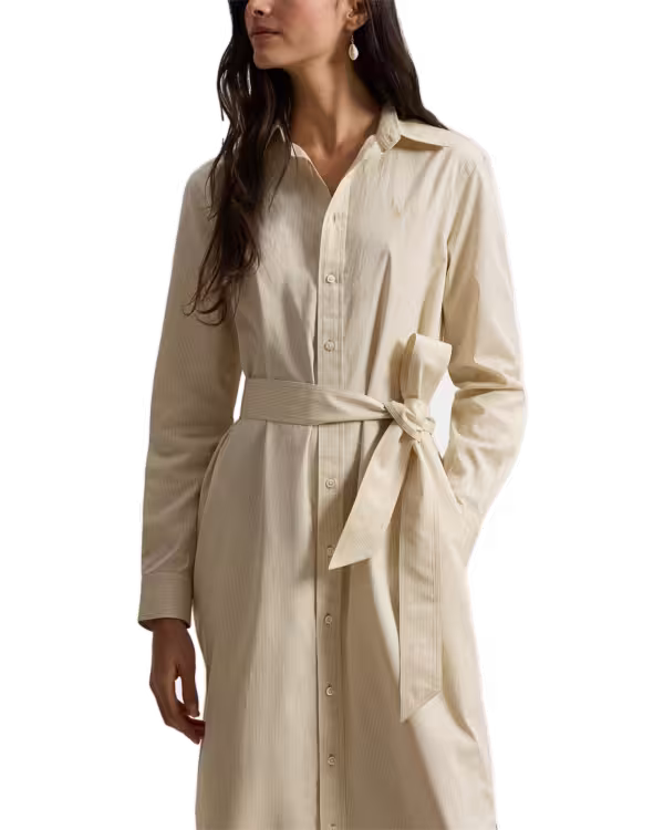Belted Gestreepte Katoenen Blousejurk