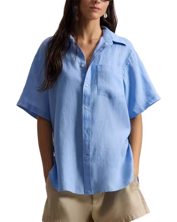 Oversize Fit Linnen Korte mouw Overhemd