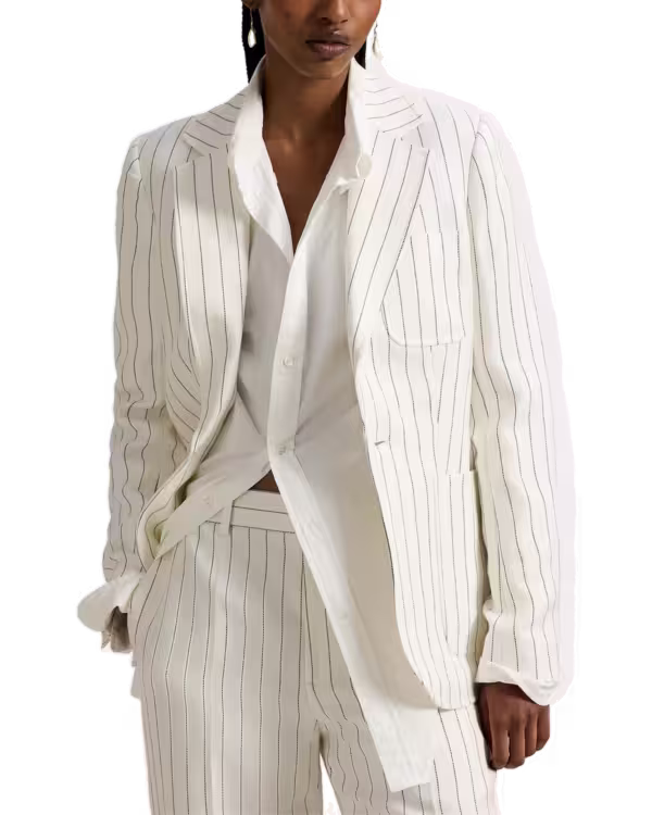 Single-Breasted Gestreepte Hemp Blazer