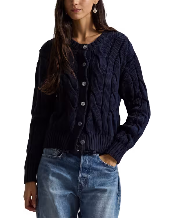 Kabelgebreide Katoenen Crewneck Bodywarmer