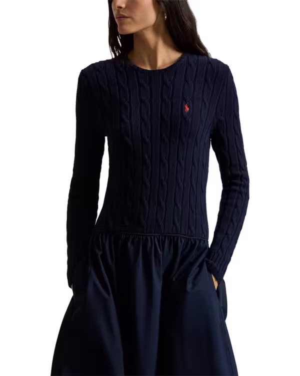 Kabelgebreide Bodice Katoenen Jurk