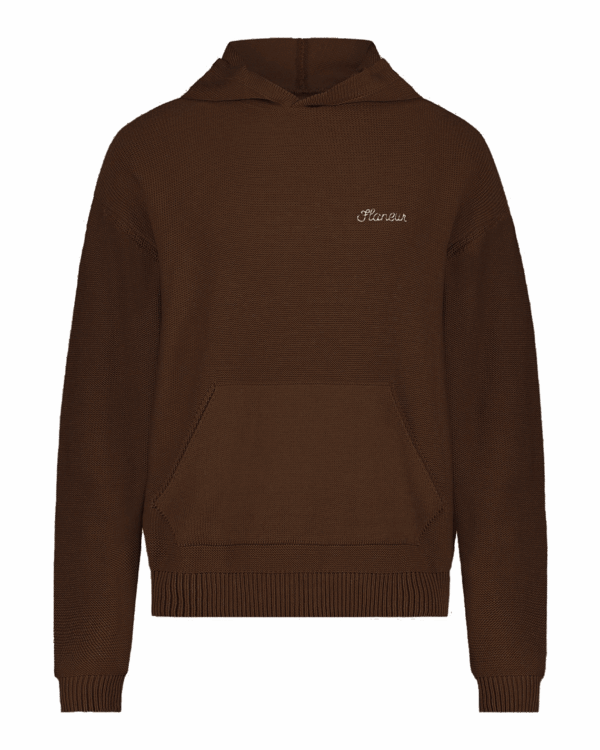 Heren Signature knit hoodie bruin
