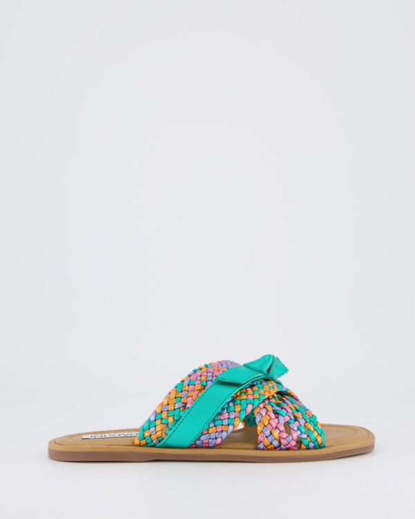 Dames Braided Pantoffels Metallic Groen