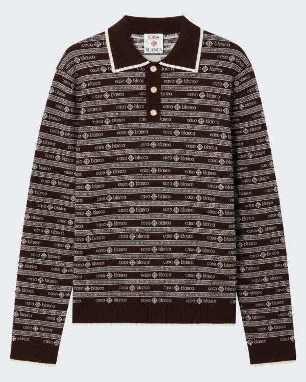 Heren Wordmark Lange mouw Polo Bruin
