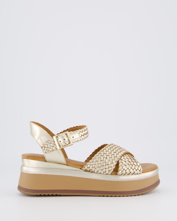 Dames Braided Strap Sandalen Metallic