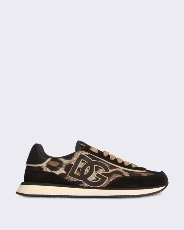 Dames Low-top Sneakers leopardprint Bruin