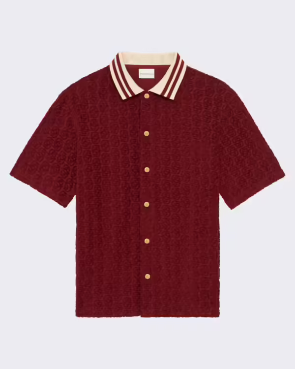 Heren Monogram Overhemd Bordeauxrood