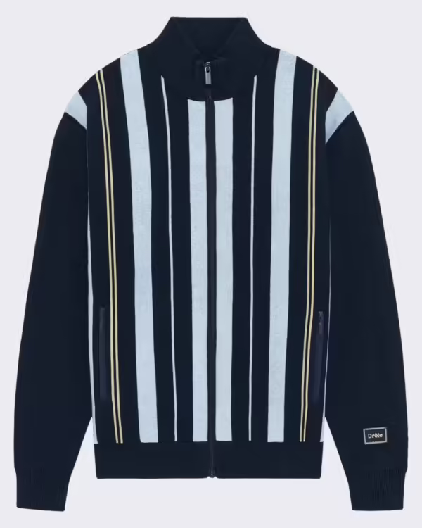 Heren Gestreepte Zipped Knit Jack Blauw