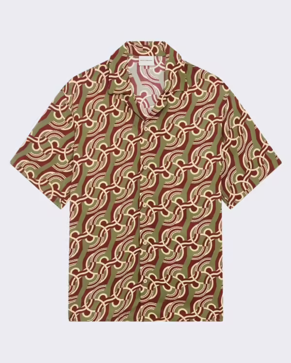 Heren Viscose Chain Link Monogram Overhemd Zwart